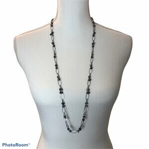 NWOT Chain Link Dark Grey Silver Toned Necklace